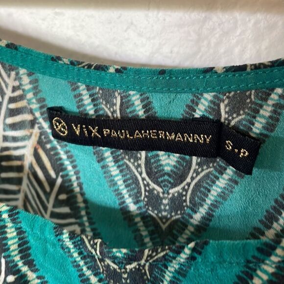 Emerald green printed mini dress - Picture 3 of 4